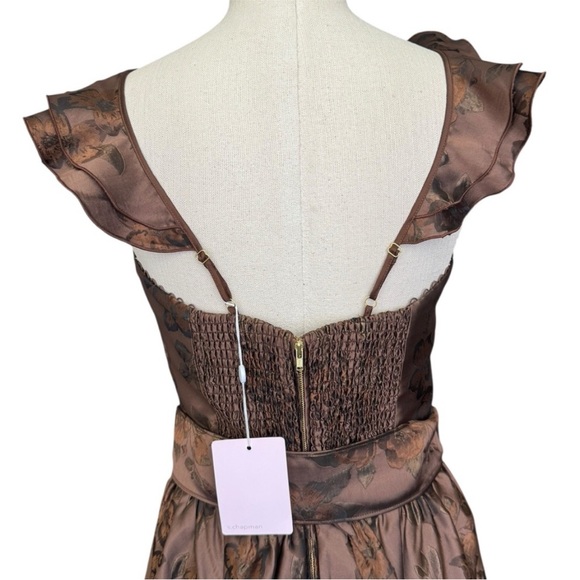 NWT V. Chapman The Vera Dress in Cocoa Baroque Floral Brown - Picture 13 of 17